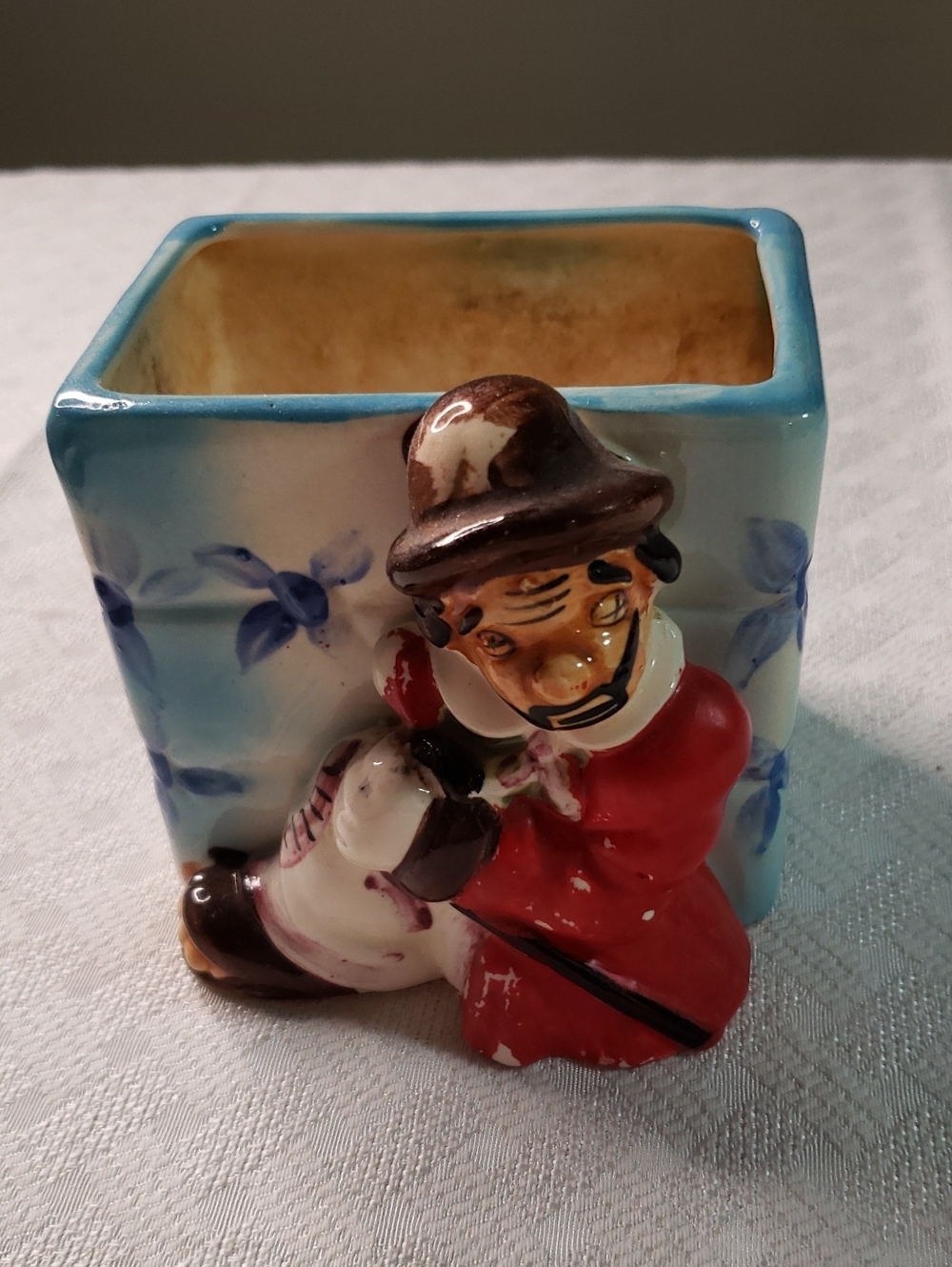 Wales Vintage Ceramic Planter with Red-Clad Clown